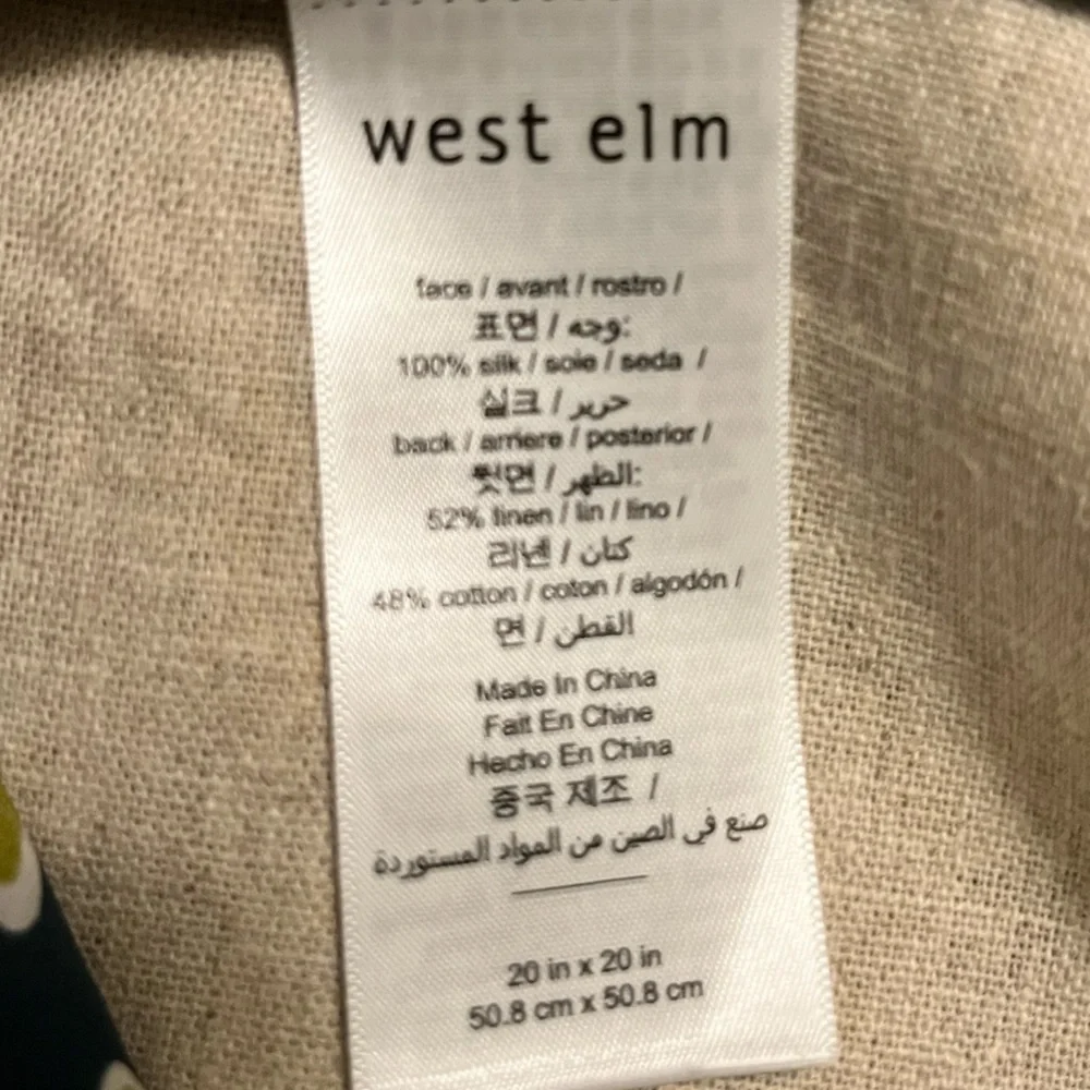 Two silk and linen west elm pillow cases